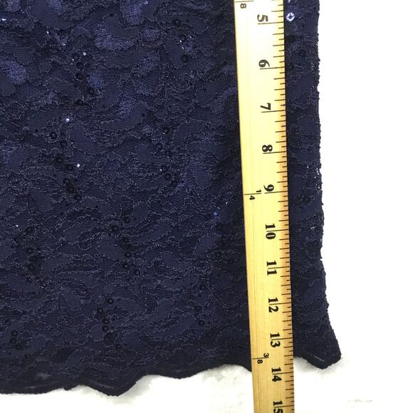 ALEX EVENINGS Sequined Lace Sheath Navy Blue Dress and Jacket Sz 10 - Picture 11 of 13